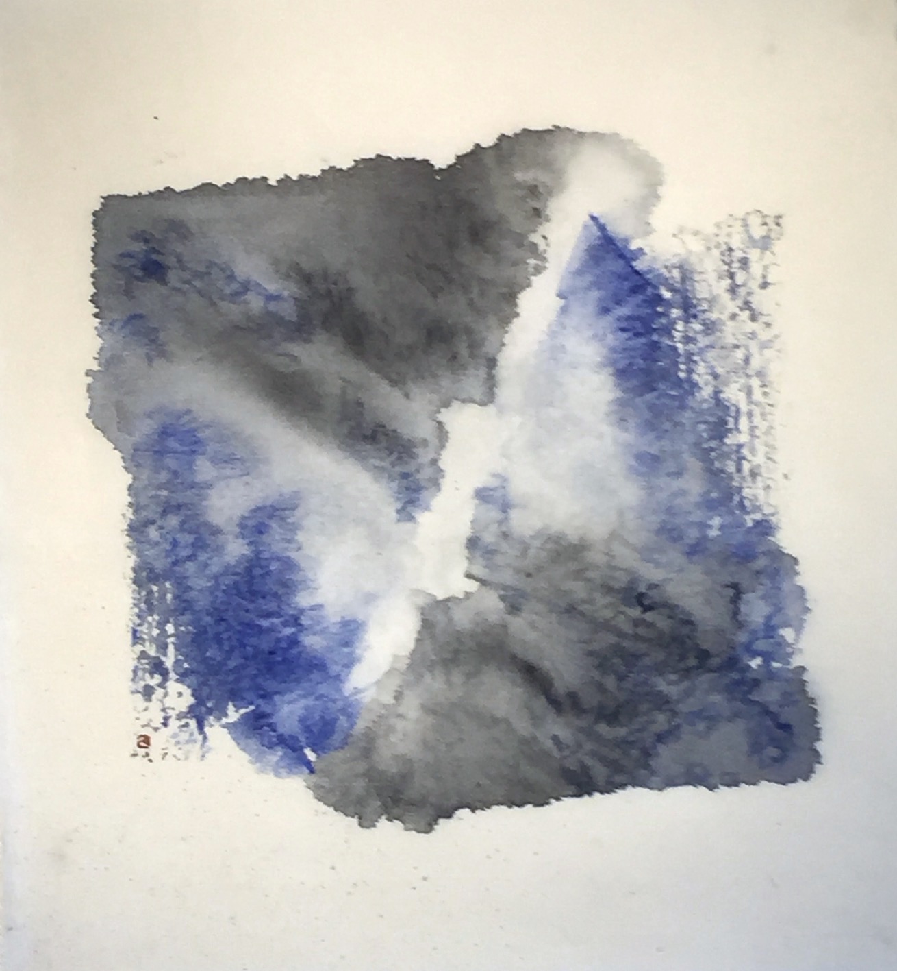 Sky in a Square 3 35 X 33 cms sumi ink, acrylic 資格の空　3 墨アクリル　2020